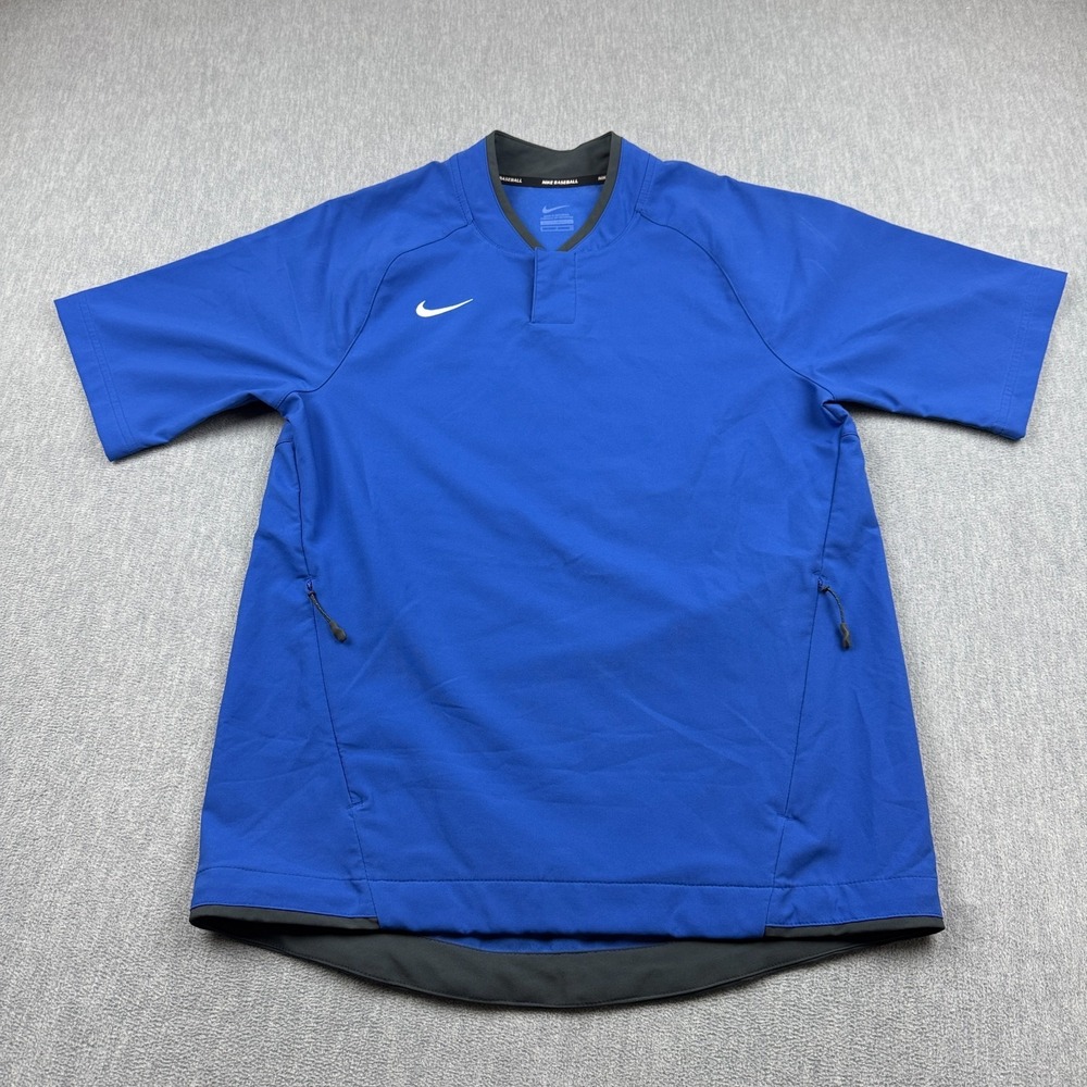 Nike Baseball Jacket Mens‎ Small Blue Pullover Short Sleeve Windshirt AH9610-480